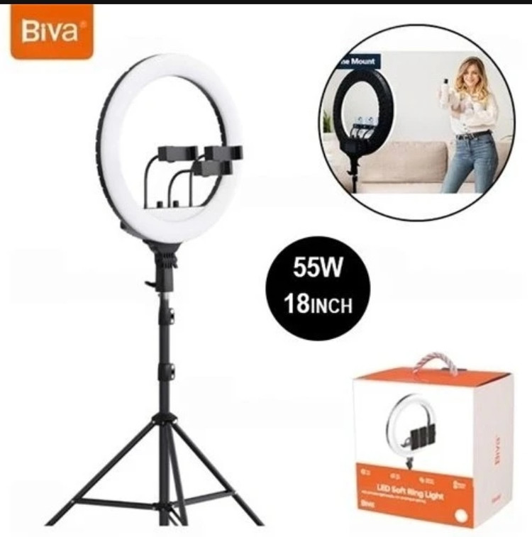 رینگ لایت بیوا مدل Biva RL-02 55W سایز 18 اینچ + همراه با سه پایه