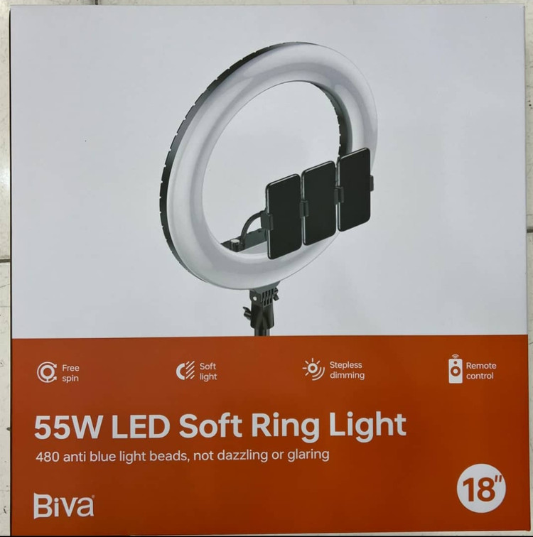 رینگ لایت بیوا مدل Biva RL-02 55W سایز 18 اینچ + همراه با سه پایه